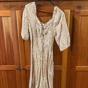 Sincerely Jules Tan Animal Print Long Sleeve Dress
